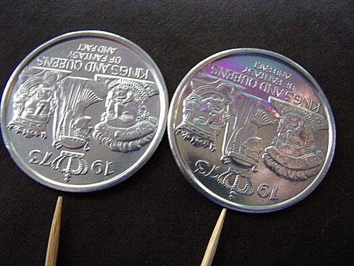 1973 Rex KINGS+QUEENS OF FACT+FICTION Plain Aluminum MardiGras Doubloon-Inverted - Picture 4 of 4