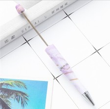 5 pc. Set Plastic Beadable Pens Purple marble black ink pen for DIY B