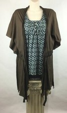 Tea Party Anthropologie ? Womens S Jacket Long Duster Brown Light Weight B13-21
