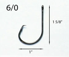 PACK OF 100 Size 6/0 TACKLEWORKS Circle Non Offset Inline Hooks 7381
