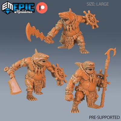 #ad Shark Folk Brute 3D Print Damp;D Tabletop Gaming Figures Epic Miniatures GBP 8.62