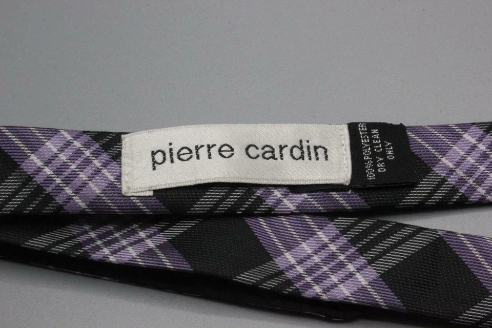 PIERRE CARDIN Adjustable Silk Bow Tie. Purple and Gray Plaid. - Изображение 3 из 3