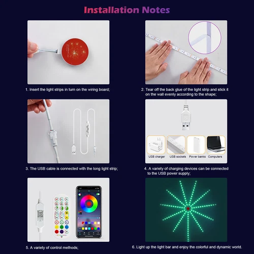 Smart Firework Led Strip Light USB RGB Remote App Control Music Sound Sync Light - Picture 11 of 14