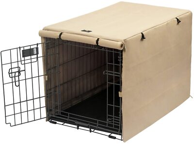 Double Door Dog Crate Cover Polyester Fits Various Sizes Tan 30 Inch
