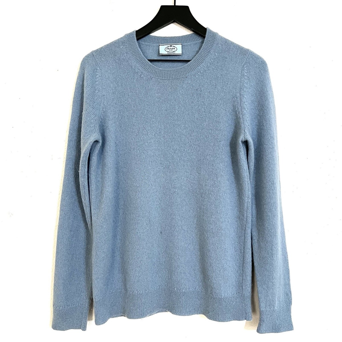 Prada Women's Alpaca Crewneck Sweater Size 44 Light Blue Prada Women's Alpaca Crewneck Sweater Size 44 Light Blue