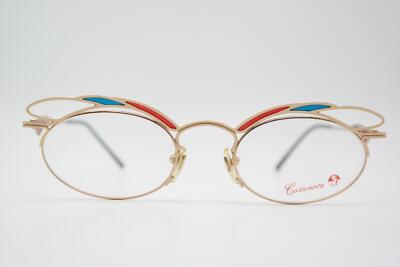 Vintage Brille Casanova LC 43 Gold Rot Blau Oval Brillengestell eyeglasses