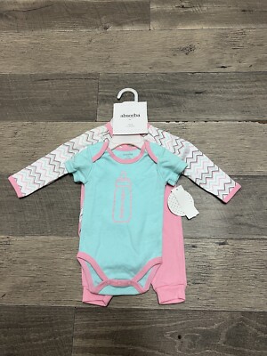 NWT Absorba 3 piece aqua and pink outfit set size 3-6M