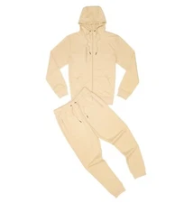 North Republic Solid Color Tech Fleece Jogger Set (Cream)