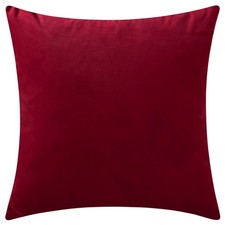 Rythome Deep Red Velvet Throw Pillow Covers, 24x24" Decorative Cushion Sham