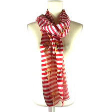 Scarf Red White Anchors Rectangle 28" X 14 Navy Ocean Beach Captain