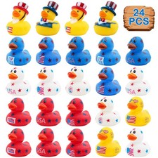 4th of July Rubber Ducks for Jeeps Ducking 24PCS Bulk Fourth of July Party Fa...