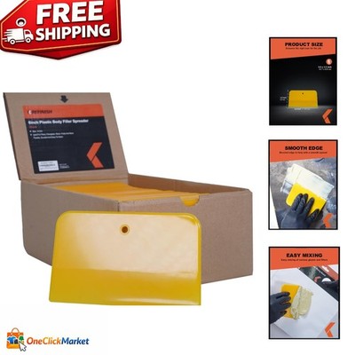 Versatile 6'' Yellow Body Filler Spreaders Set of 100 - Easy Clean & Durable
