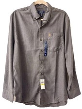 NWT Izod Stratton Flannel Shirt Men's M Asphalt Gray Long Sleeve