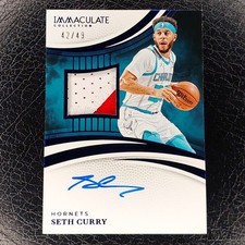 SETH CURRY /49 Game Worn BLUE Patch Auto 2024-25 Immaculate NBA Basketball Card