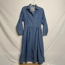 Vintage P.S. Gitano Denim Button-Front Maxi Dress – Size M- Pockets