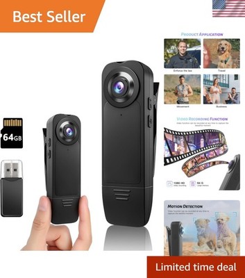 Portable 1080p Wearable Camera with 64GB - Perfect for Patrolling & Adventures