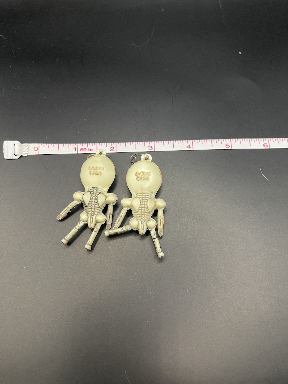 Vintage Lrg Statement Skeleton Dangle Earrings Li… - image 3