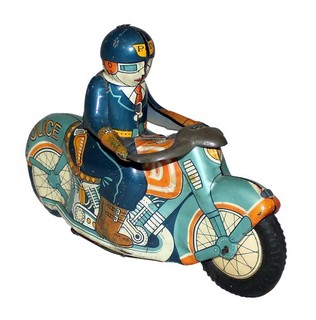 Nice Working Japanese Tin Friction Police Motorcycle C 1960