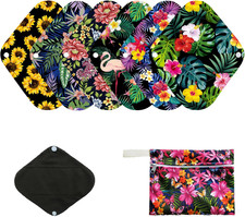 7Pcs Pack Cloth Pads Including 1Pc Mini Wet Bag 6Pcs Bamboo Charcoal Cloth Reus