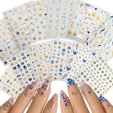 12 Sheets Evil Eye Nail Stickers for Nail Art Star Nail Stickers Standard Blue