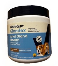 Vetnique Glandex Anal Gland Soft Chews 60ct Peanut Butter Dog Supplement 2027