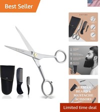 Ergonomic 5-Inch German Steel Beard Scissors  Combs Kit - Precision Grooming