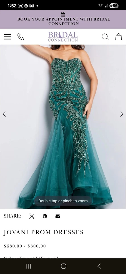 Vestido Jovani talla 0 verde esmeralda con piedras añade bustel para fácil y comodidad. Foto 4 de 4