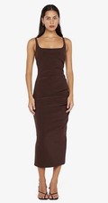 Bec and Bridge Dress AU 12 Chocolate Brown Karina Tuck As New RRP $300 Crepe