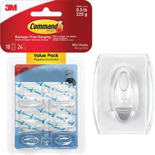 Command Clear Mini Hooks, Clear, 18 Hooks, 32 Strips 17006CLR-18ES Command 0.55 per strip