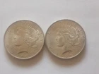 Lot Of 2-1922 No Mint Peace Dollar $1 Silver Coins Business Strike Circulated