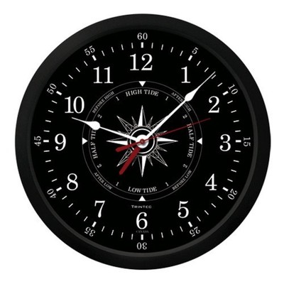 Trintec Atlantic Time & Tide Indicator Wall Clock 10'' (Black Dial) TTB-02 NEW