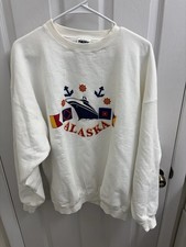Vintage 90s Tultex Alaska Cruise Crewneck Sweatshirt Mens XL White Made in USA