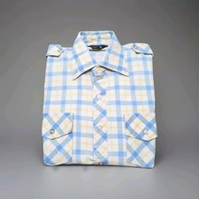 True Vintage 70s JC Penney Shirt Men's Med Towncraft Button Up Shoulder Tabs USA