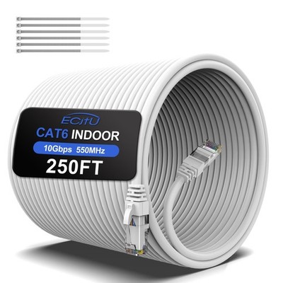 250FT Cat6 Ethernet Cable, Cat 6 Patch Cable, Cat6 Internet Cable, UTP Networ...