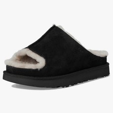NEW UGG Women s Greenport Genuine Shearling Fur Slide Sandals - Black - 8 US