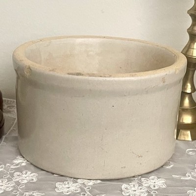 Vintage Egg Beater Crock Curved Interior  Stoneware Pottery Mashing Grinding