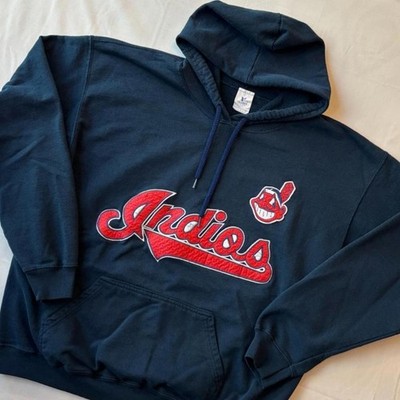 VTG Cleveland Indians INDIOS Spanish Chief Wahoo Hoodie Sweatshirt Yazbek Fleece