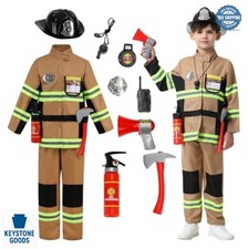 Kids Firefighter Costume Set Boys Halloween Role Play Dress Up Reflective