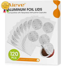 Aieve 120 Pcs Aluminum Foil Seal Lids for Reusable Nespresso Pods Vertuo Compati