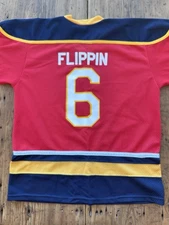 VINTAGE Jerico Athletic Canadian Hockey Jersey Adult Sz Medium Red Blue Yellow