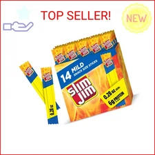 Slim Jim Smoked Meat Sticks, Mild Flavor, 6g Protein Per Serving, Snack Size, Lu