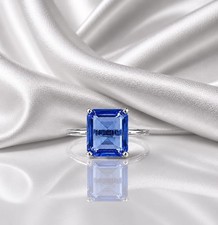 Tanzanite Rectangle Gemstone925 Sterling Silver Handmade Ring Gift For Her Women
