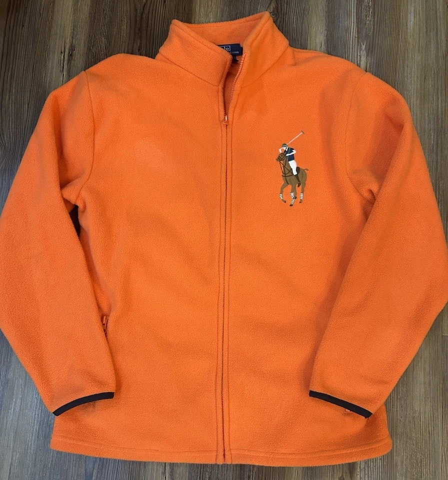 Chaqueta polar Polo Ralph Lauren para niños 20/X-grande cremallera completa Big Pony naranja preppy Foto 2 de 4
