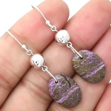 Natürlicher Purpurit - Südafrika 925 Sterling Silber Ohrringe Schmuck E-1031