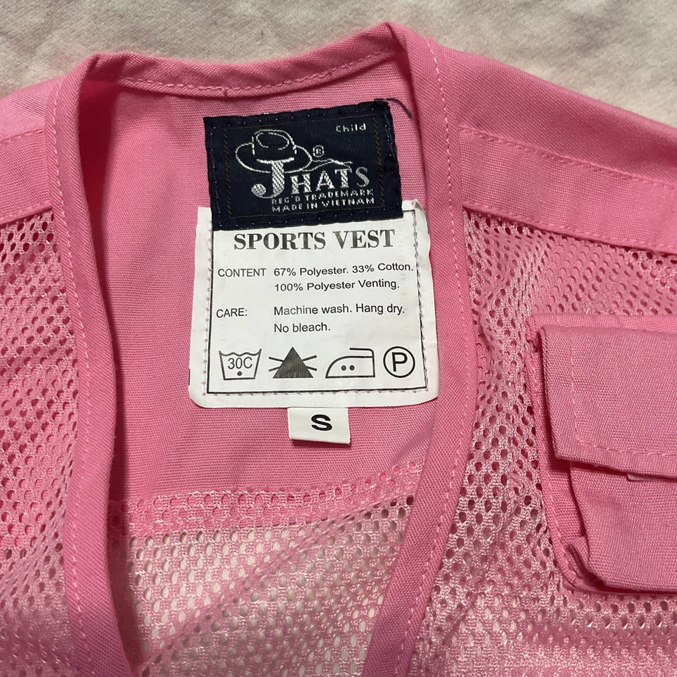 Chaleco guardaparques para niños JHATS talla pequeña aventura disfraz safari utilitario malla rosa Foto 2 de 4