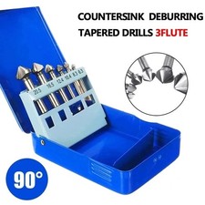 6PCS HSS Chamfering End Mill 90 Degree 3 Flute Countersink Drill Bit Set