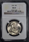 1955 50C FRANKLIN SILVER HALF DOLLAR KM# 199 NGC MS 64 A6365