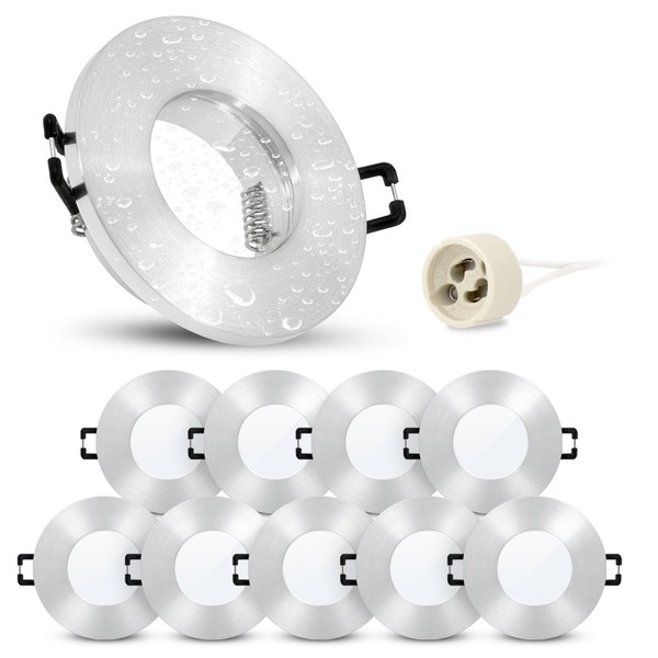 10X Einbaustrahler Rahmen Isaso Mit IP65 Deckenlampe FüR GU10 Lampe Deckenlicht-image