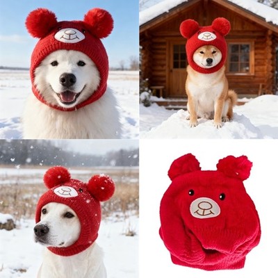 Thicken Puppy Knitted Hat Simple Wear Flexible Pet Headpiece For Cold Periods