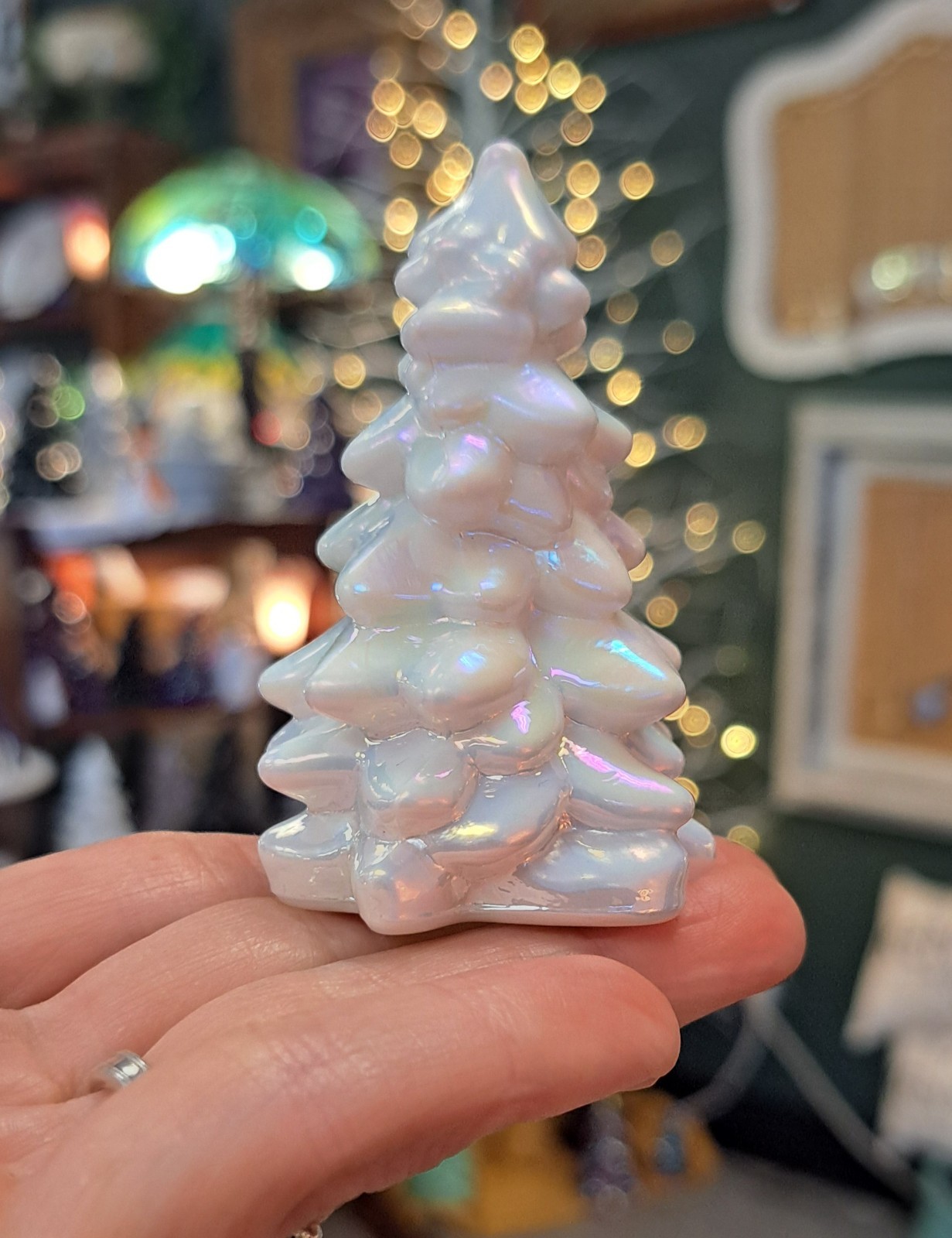 Mosser Glass Mini Christmas Trees 2.75" Sugar Plum Buffett Blue Milk Teal Set 6